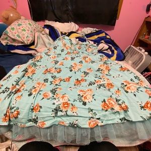 Beautiful Blue and flower dress from hot topic